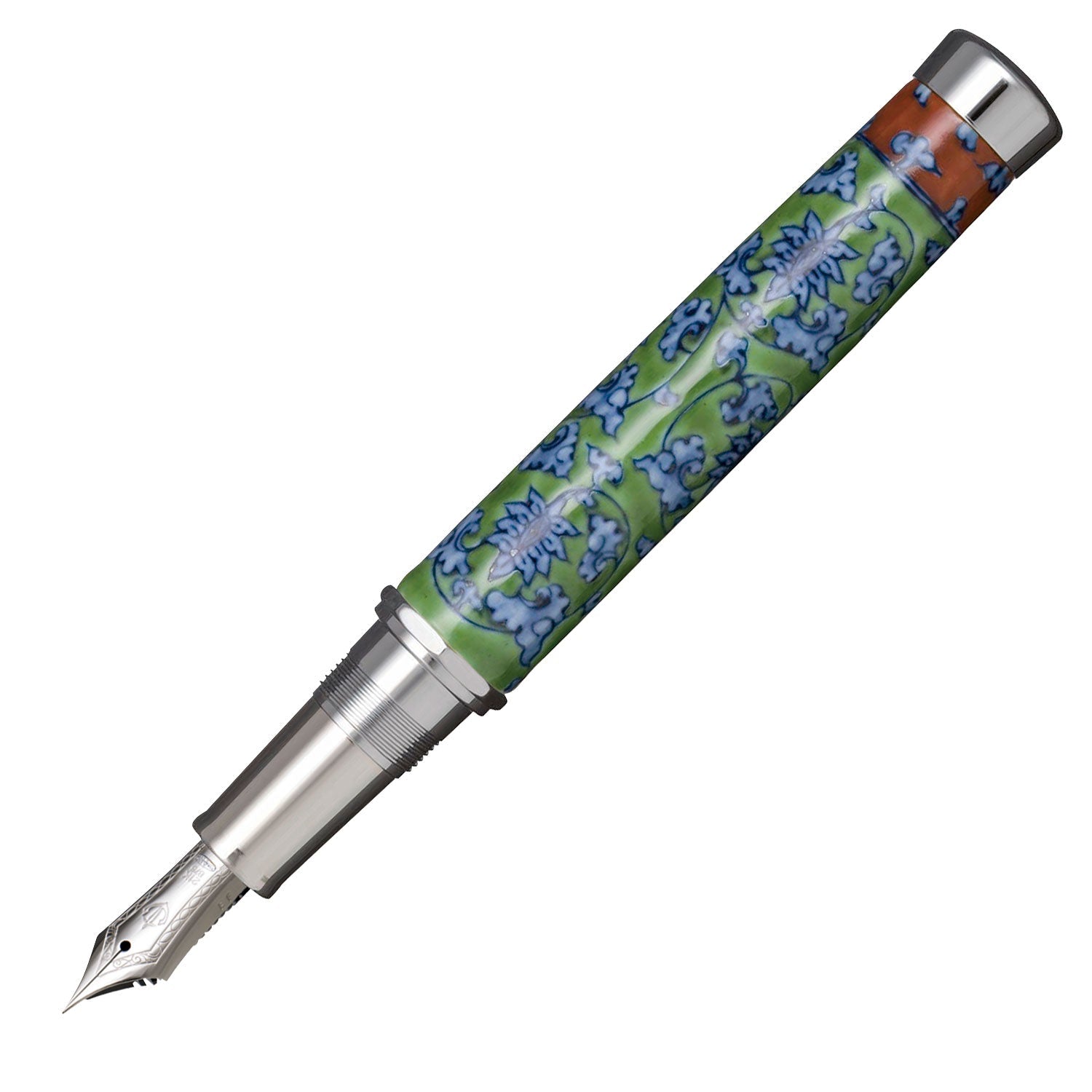 Arita Ware 400th Anniversary Fountain Pen Green Arabesque [Silver] (Made by Gen'emon Kiln)